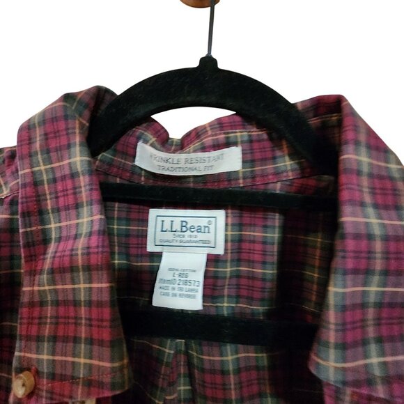 L.L. Bean Plaid Button-Down Shirt Traditional Fit Wrinkle Resistant Long Sleeve - Picture 3 of 3